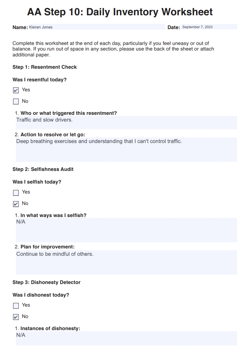 10-Step Inventory Worksheets & Example | Free PDF Download